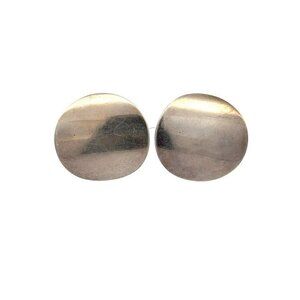 VTG Estate Sterling Silver Modernist Design Round Clip Back Earrings! 73